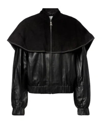Jw Anderson Casual Leather Coat In Black