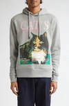 Jw Anderson Cat Print Hoodie Mid Grey Melange In Mid Grey Melange