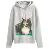 Jw Anderson Cat Print Hoodie Mid Grey Melange In Gray