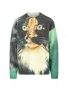 Jw Anderson Multicolor Cat Print Sweater In Green