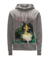 Jw Anderson Cat Print Hoodie Mid Grey Melange In Gray