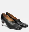 Jw Anderson Stitch Chain Heel Square Toe Pump In Black