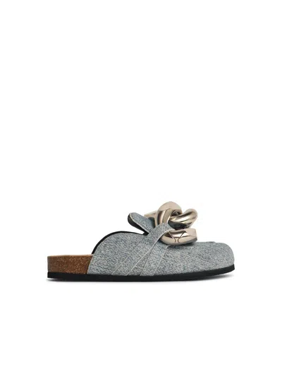 Jw Anderson 'chain' Blue Denim Slippers Women
