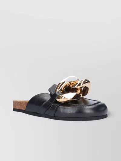 Jw Anderson Chain Detail Flat Sole Mules In Black