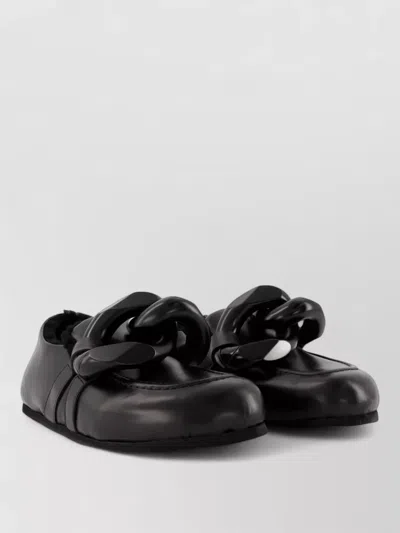 Jw Anderson Chain Detail Leather Loafers Closed Back In Black