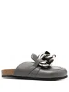 Jw Anderson Chain-detail Leather Loafers In Grau
