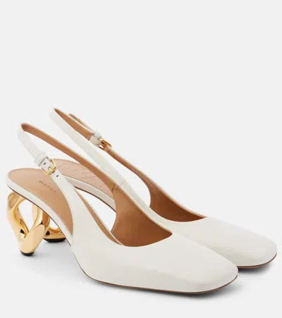 Jw Anderson Chain-detail Leather Slingback Pumps In White