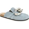 Jw Anderson Chain Loafer Suede Mules In Blue