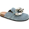 Jw Anderson Chain Loafer Leather Mules In Blue