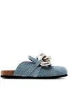 Jw Anderson Chain Loafer Leather Mules In Blue
