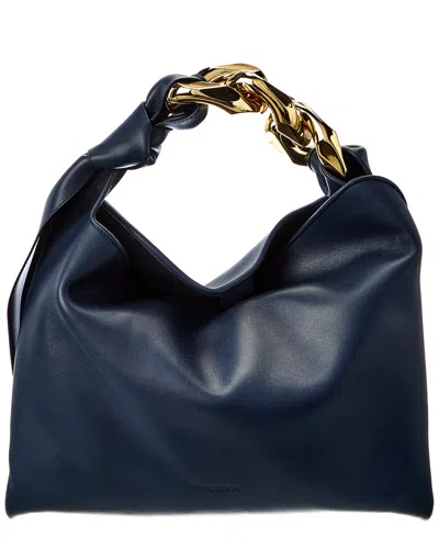 Jw Anderson Chain Detail Small Leather Hobo Bag In Blue