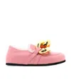 Jw Anderson Pink Shearling Chain Loafers In Pink
