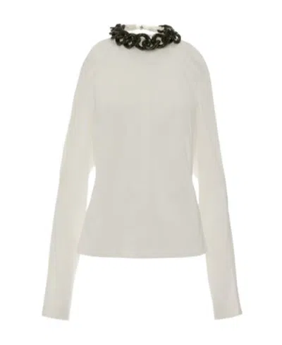 Jw Anderson Chain-embellished Cold-shoulder Top In White
