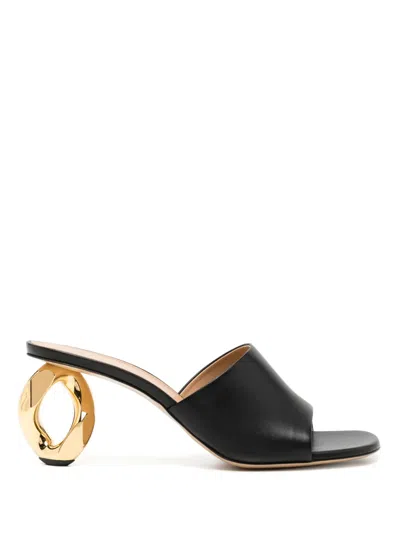 Jw Anderson Chain Heel 70mm Leather Sandals In Black