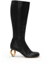 Jw Anderson Chain Heel 75mm Leather Boots In Black