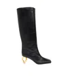 Jw Anderson Chain Heel 75mm Leather Boots In Black
