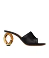 Jw Anderson J. W. Anderson Slip-on Black Leather Sandals With Gold-tone Chain Heel In Black