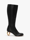Jw Anderson Chain Heel 75mm Leather Boots In Black