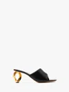 Jw Anderson J. W. Anderson Slip-on Black Leather Sandals With Gold-tone Chain Heel In Black