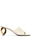Jw Anderson Leather Chain-heel Slide Sandals In Neutrals