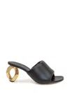 Jw Anderson J. W. Anderson Slip-on Black Leather Sandals With Gold-tone Chain Heel In Black