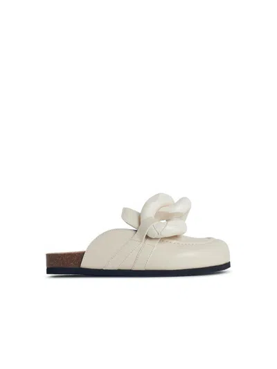 JW ANDERSON JW ANDERSON 'CHAIN' IVORY LEATHER SLIPPERS