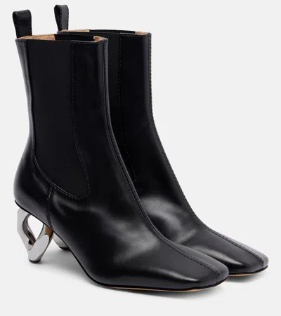 Jw Anderson Chain Leather Ankle Boots In Black