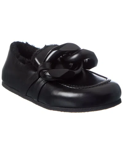 Jw Anderson Chain Leather Loafer In Black