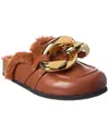 Jw Anderson Chunky Chain Calfskin Slide Mules In Brown