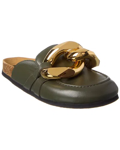 Jw Anderson Chain Leather Mule In Green