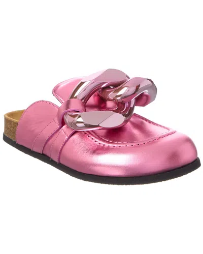 Jw Anderson Chain Leather Mule In Pink