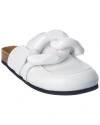 Jw Anderson Shearling Leather Chain Loafer Mules In White