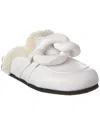 Jw Anderson J.w. Anderson Leather Chain Mules With Shearling Lining In White