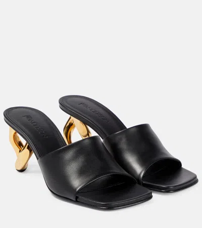 Jw Anderson Chain Leather Mules In Black
