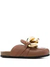 Jw Anderson Chain Leather Mules In Brown
