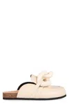Jw Anderson Shearling Leather Chain Loafer Mules In White