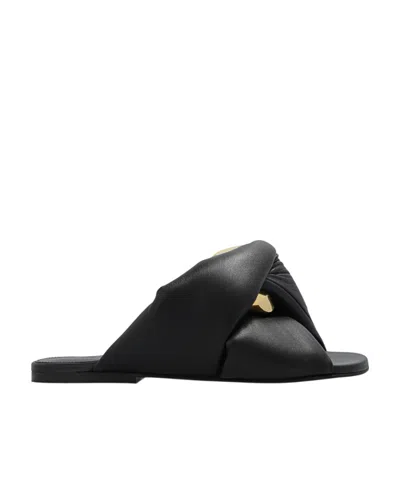 JW ANDERSON CHAIN TWIST LEATHER SLIDES