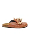 Jw Anderson Chunky Leather Chain Slide Mules In Brown