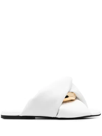 Jw Anderson Chain-link Detail Leather Mules In Weiss