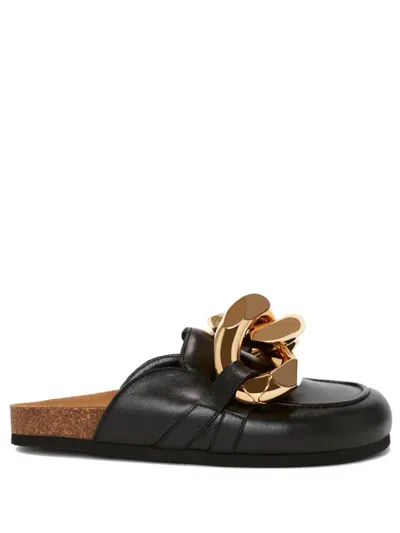 Jw Anderson Chain-link Leather Mules In Black