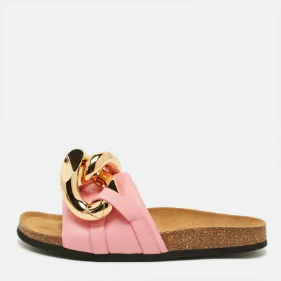 Pre-owned Jw Anderson Chain Link Size 41 Pink Leather Flat Slides