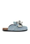 Jw Anderson Chain Loafer Leather Mules In Blue