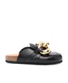Jw Anderson Flat Chain Step-in Heel Leather Loafers In Black