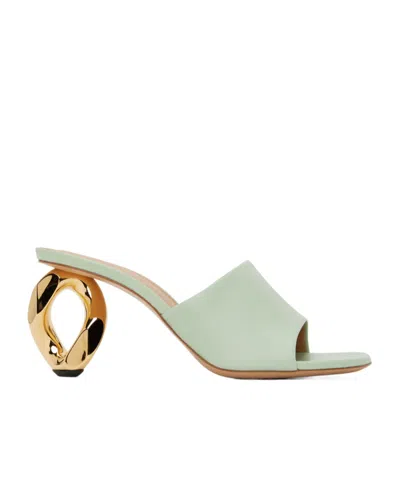 Jw Anderson Chain Logo-embossed High-heeled Sandals In Green
