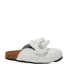 Jw Anderson Shearling Leather Chain Loafer Mules In White