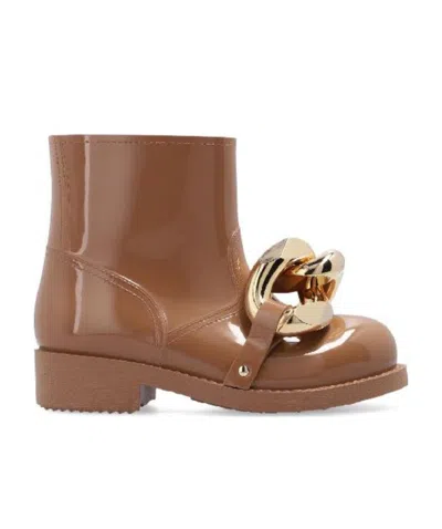 Jw Anderson Chain Rubber Ankle Boots In Brown