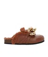 Jw Anderson Chunky Chain Calfskin Slide Mules In Brown