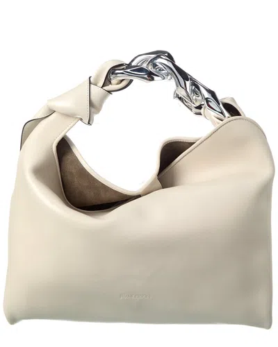Jw Anderson Chain Small Leather Hobo Bag In Neutral