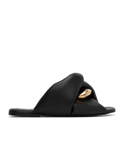 Jw Anderson Chain Twist Flip Flops In Black