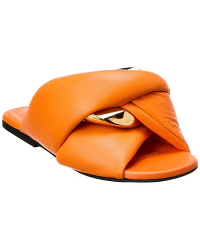 Jw Anderson J.w. Anderson Orange Leather Chain Twist Slides